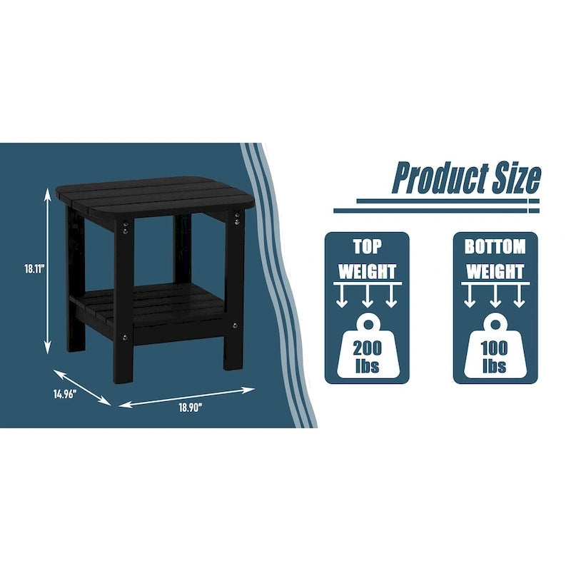 Clihome HIPS Table d'appoint double en résine pour l'extérieur