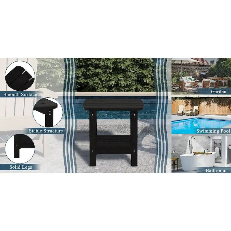 Clihome HIPS Table d'appoint double en résine pour l'extérieur