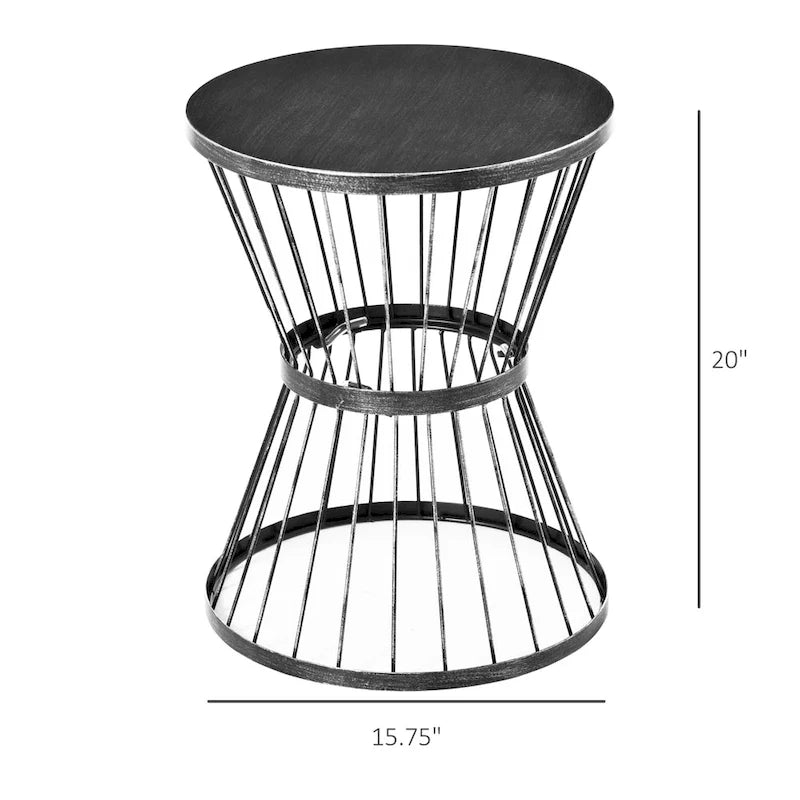 Table d'appoint Outsunny en acier de 40,6 cm, table d'appoint au design en forme de sablier, table d'appoint pour une utilisation extérieure et intérieure