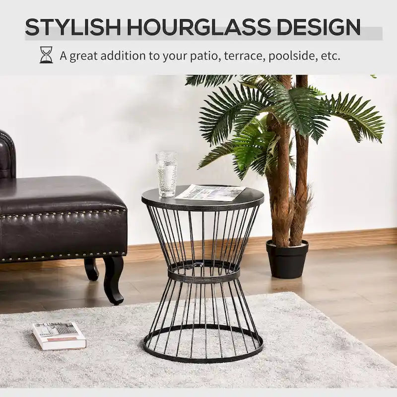 Table d'appoint Outsunny en acier de 40,6 cm, table d'appoint au design en forme de sablier, table d'appoint pour une utilisation extérieure et intérieure