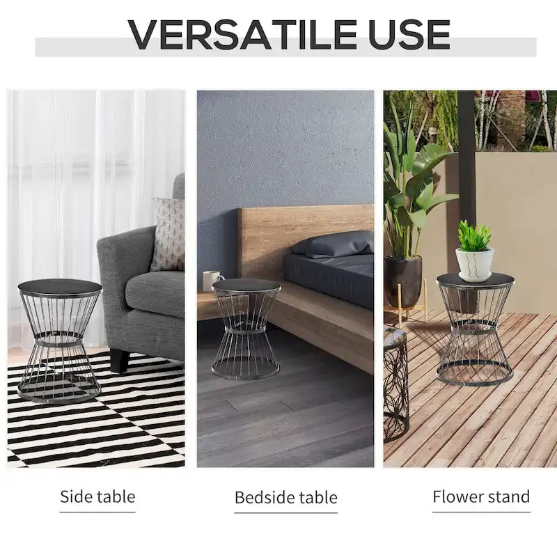 Table d'appoint Outsunny en acier de 40,6 cm, table d'appoint au design en forme de sablier, table d'appoint pour une utilisation extérieure et intérieure