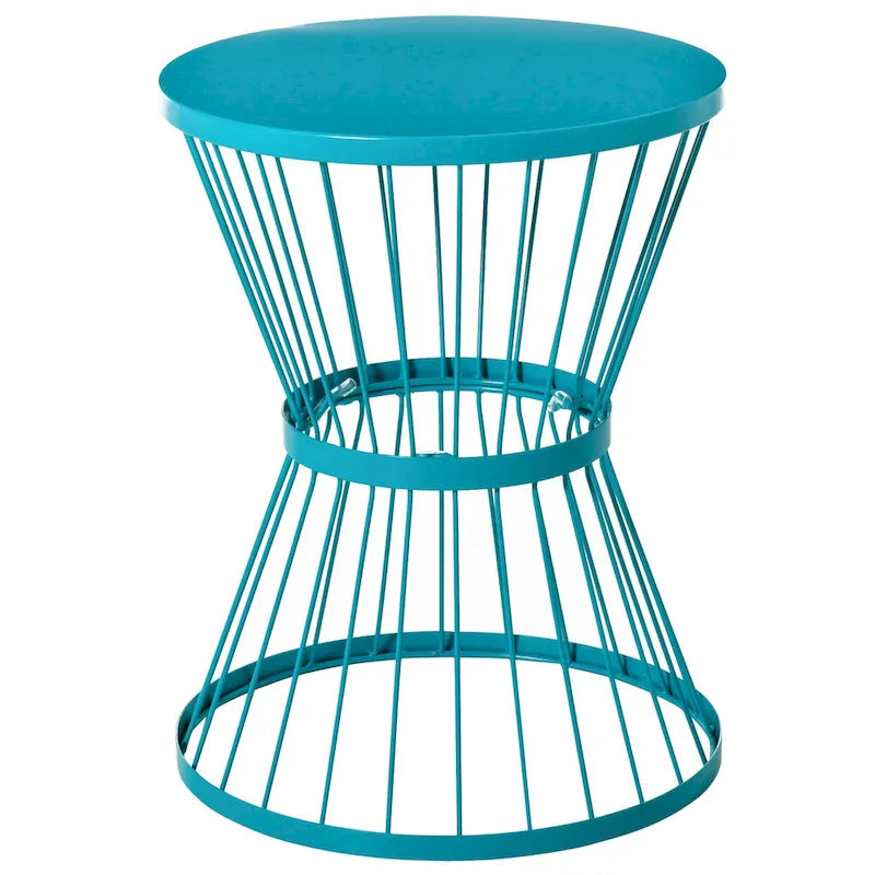Table d'appoint Outsunny en acier de 40,6 cm, table d'appoint au design en forme de sablier, table d'appoint pour une utilisation extérieure et intérieure