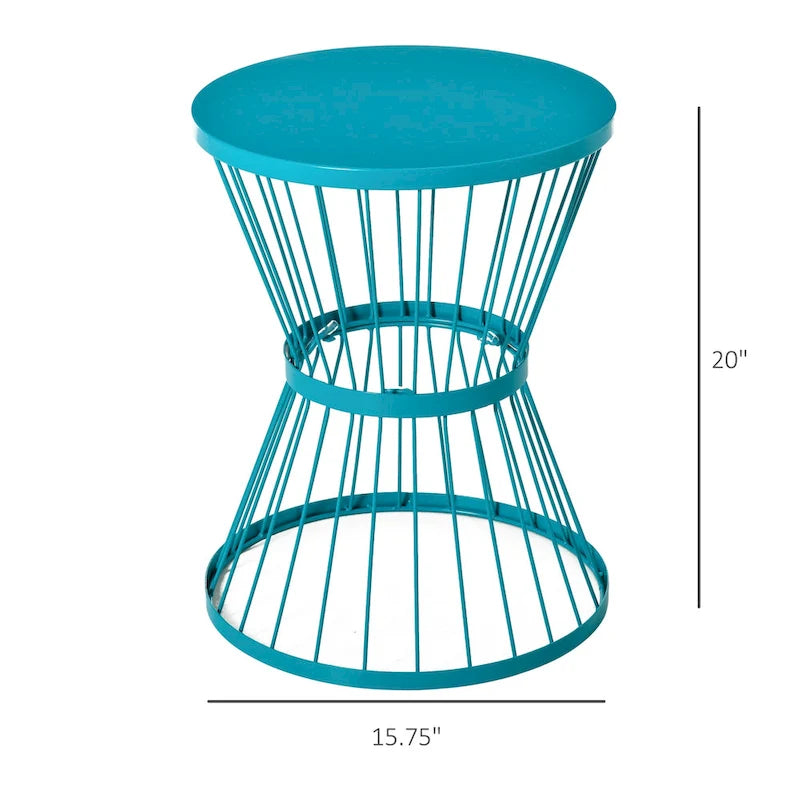 Table d'appoint Outsunny en acier de 40,6 cm, table d'appoint au design en forme de sablier, table d'appoint pour une utilisation extérieure et intérieure
