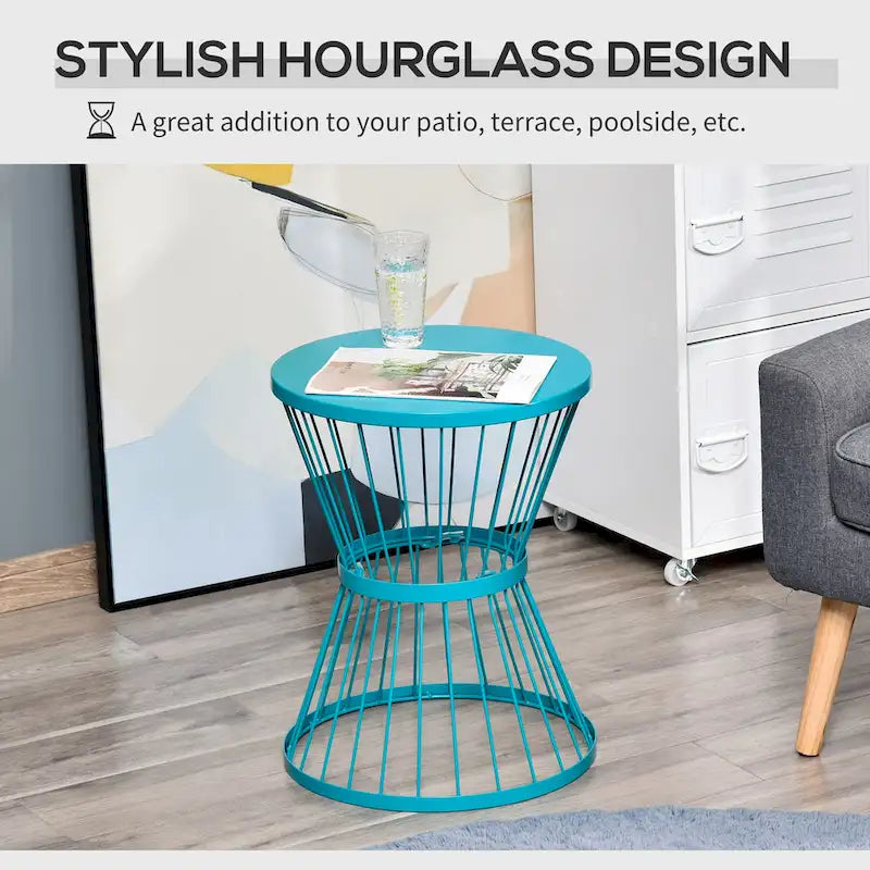 Table d'appoint Outsunny en acier de 40,6 cm, table d'appoint au design en forme de sablier, table d'appoint pour une utilisation extérieure et intérieure