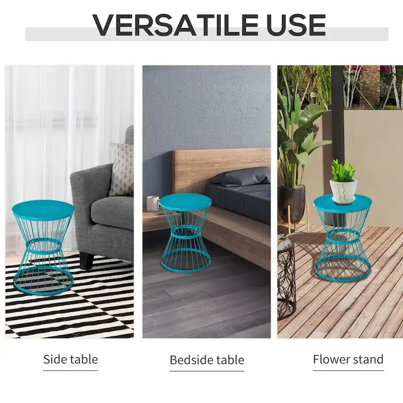Table d'appoint Outsunny en acier de 40,6 cm, table d'appoint au design en forme de sablier, table d'appoint pour une utilisation extérieure et intérieure