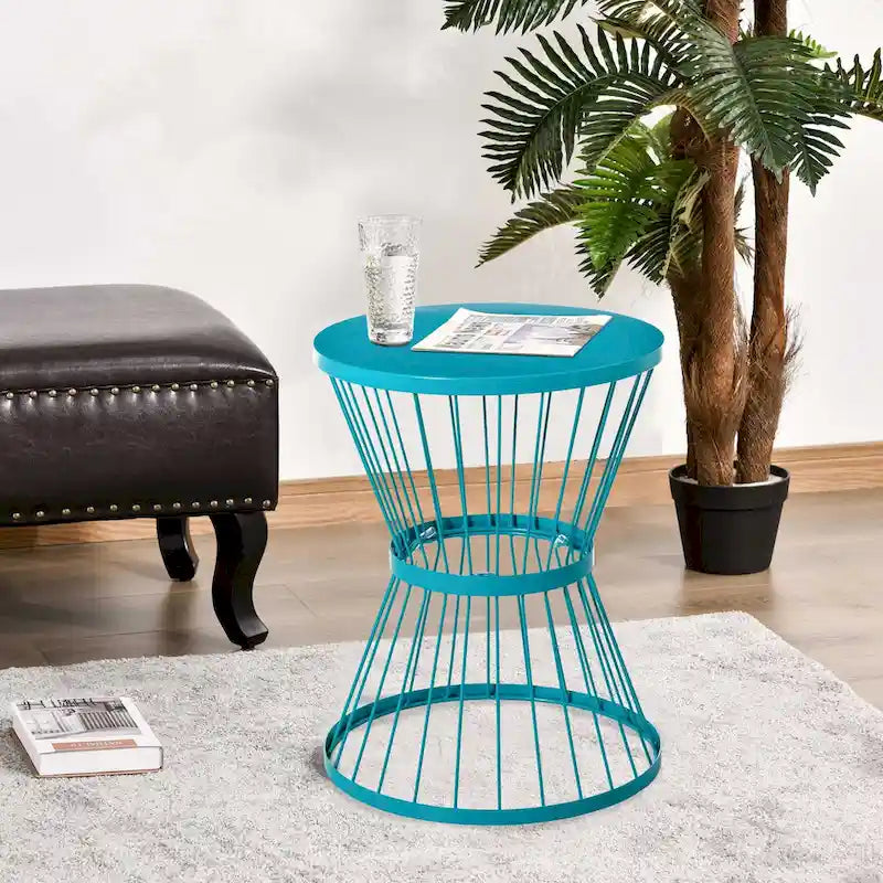 Table d'appoint Outsunny en acier de 40,6 cm, table d'appoint au design en forme de sablier, table d'appoint pour une utilisation extérieure et intérieure