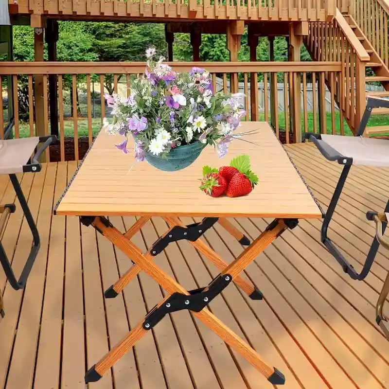 Table de camping pliante en métal, portable, de pique-nique, pour l'extérieur