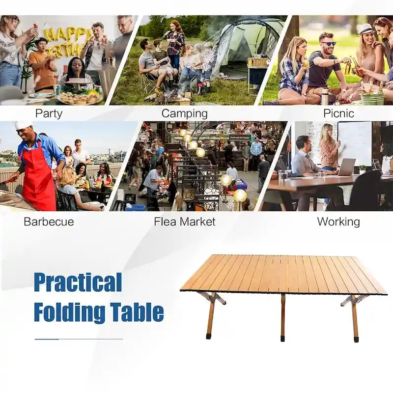 Table de camping pliante en métal, portable, de pique-nique, pour l'extérieur