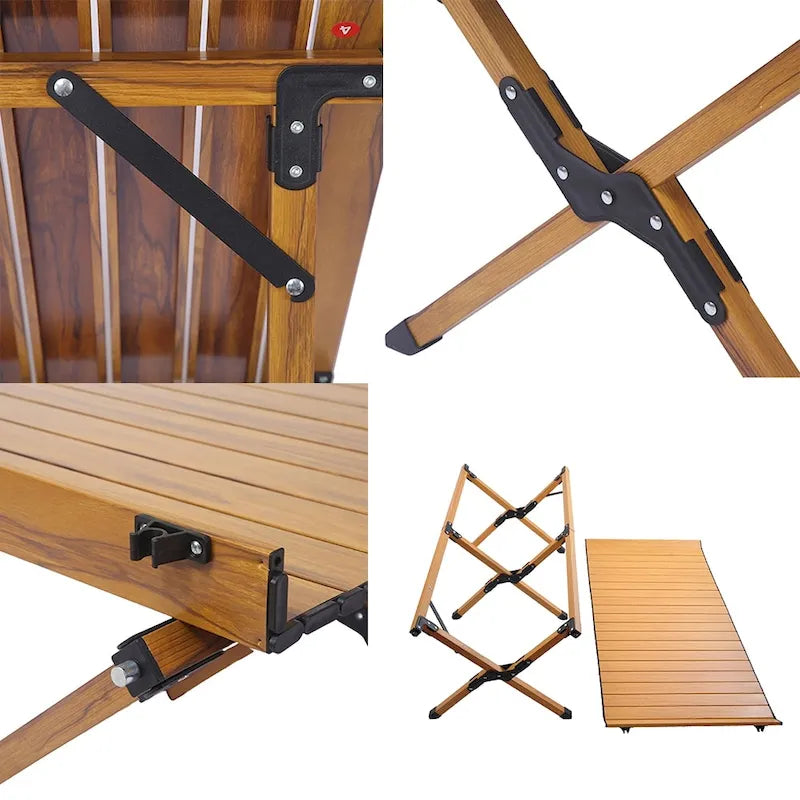 Table de camping pliante en métal, portable, de pique-nique, pour l'extérieur