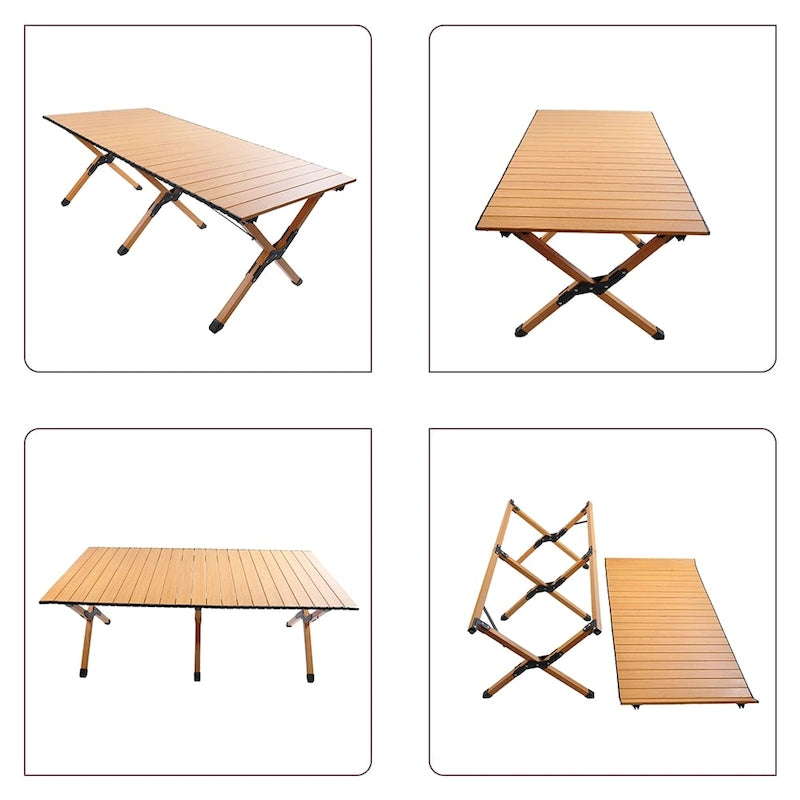 Table de camping pliante en métal, portable, de pique-nique, pour l'extérieur