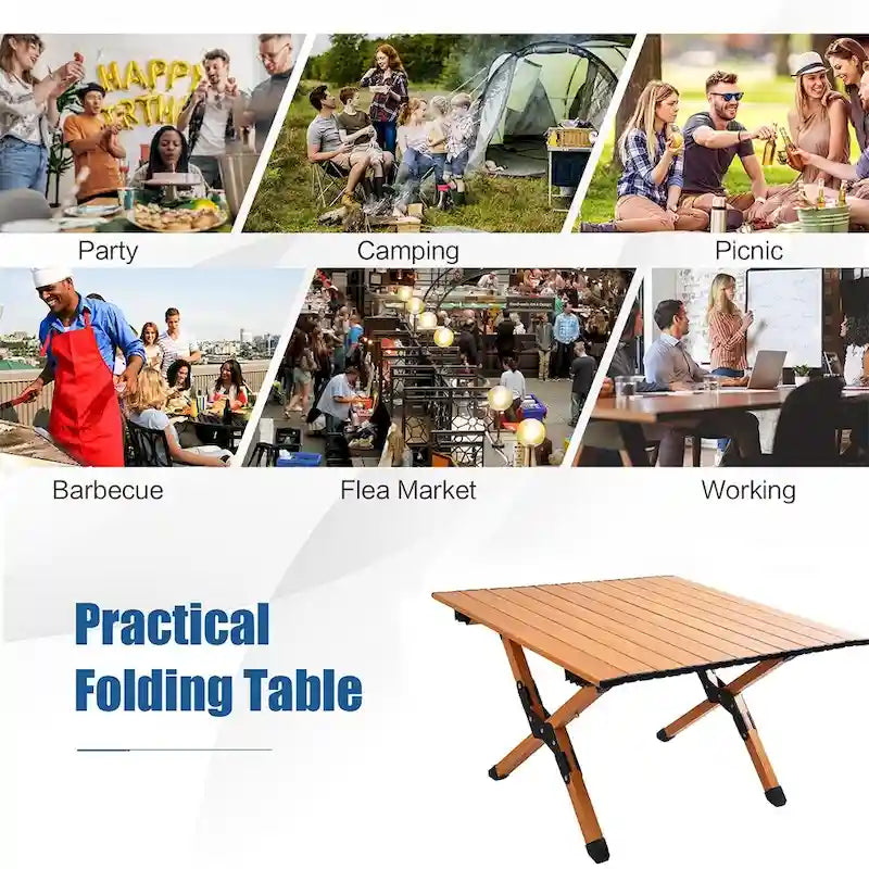 Table de camping pliante en métal, portable, de pique-nique, pour l'extérieur