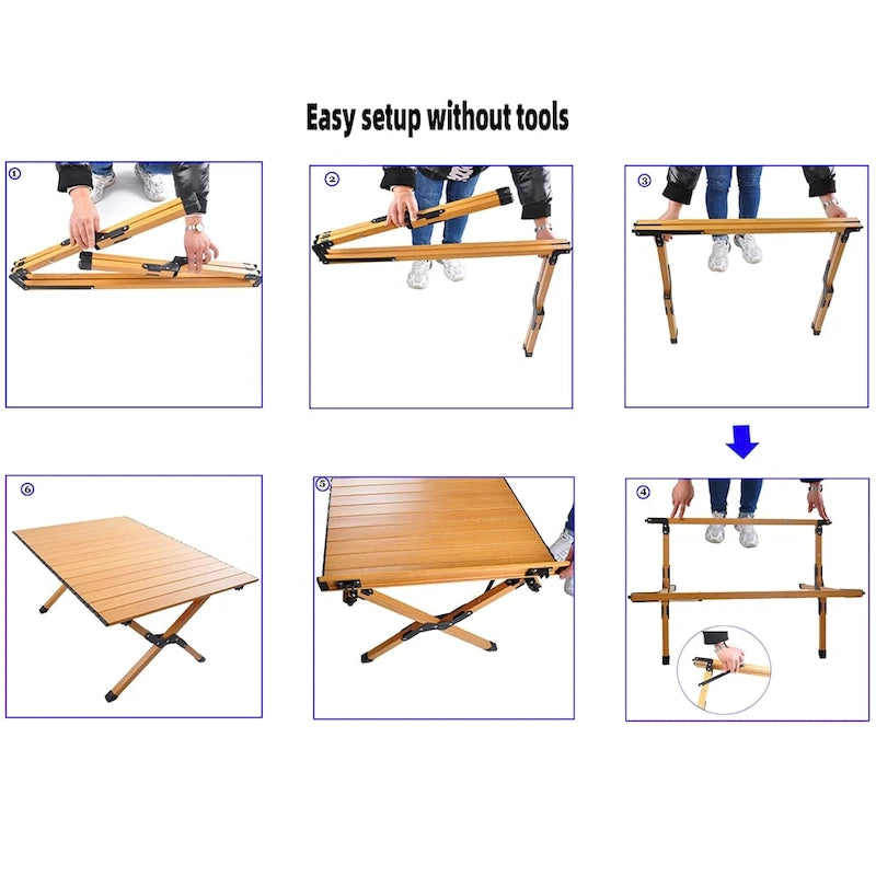 Table de camping pliante en métal, portable, de pique-nique, pour l'extérieur