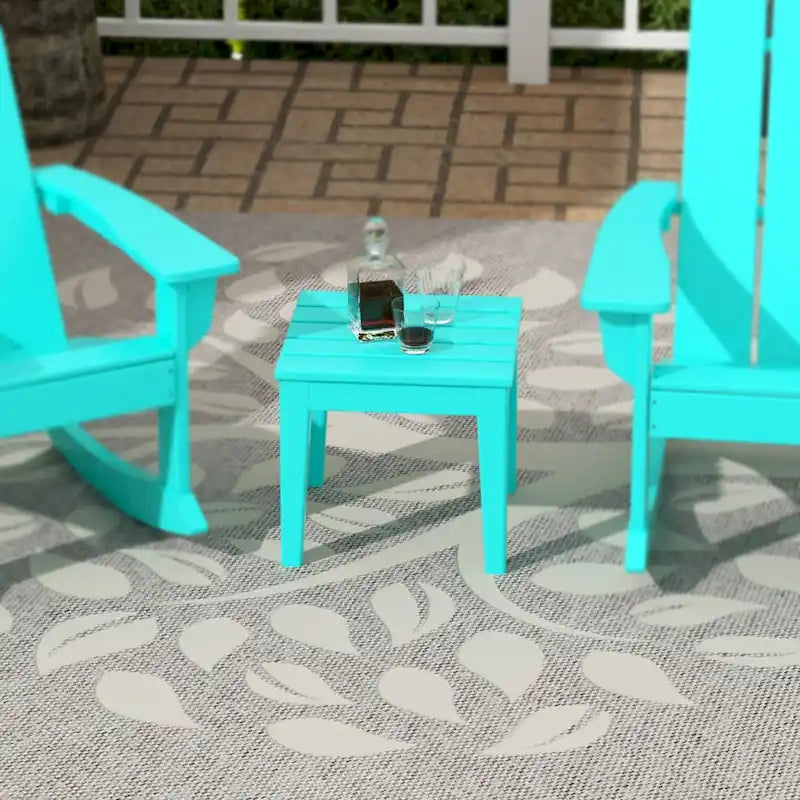 Polytrends Shoreside Table d'appoint carrée moderne à 18 côtés en PEHD écologique et tout temps