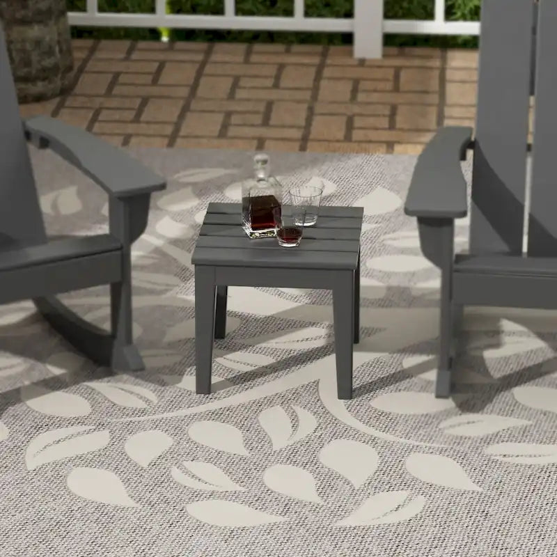 Polytrends Shoreside Table d'appoint carrée moderne à 18 côtés en PEHD écologique et tout temps