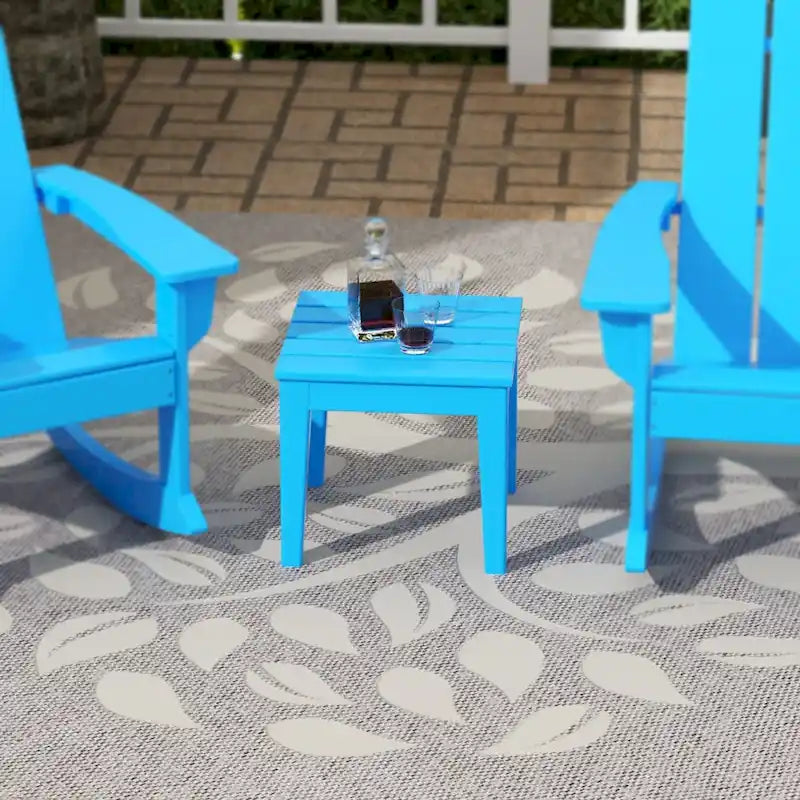 Polytrends Shoreside Table d'appoint carrée moderne à 18 côtés en PEHD écologique et tout temps