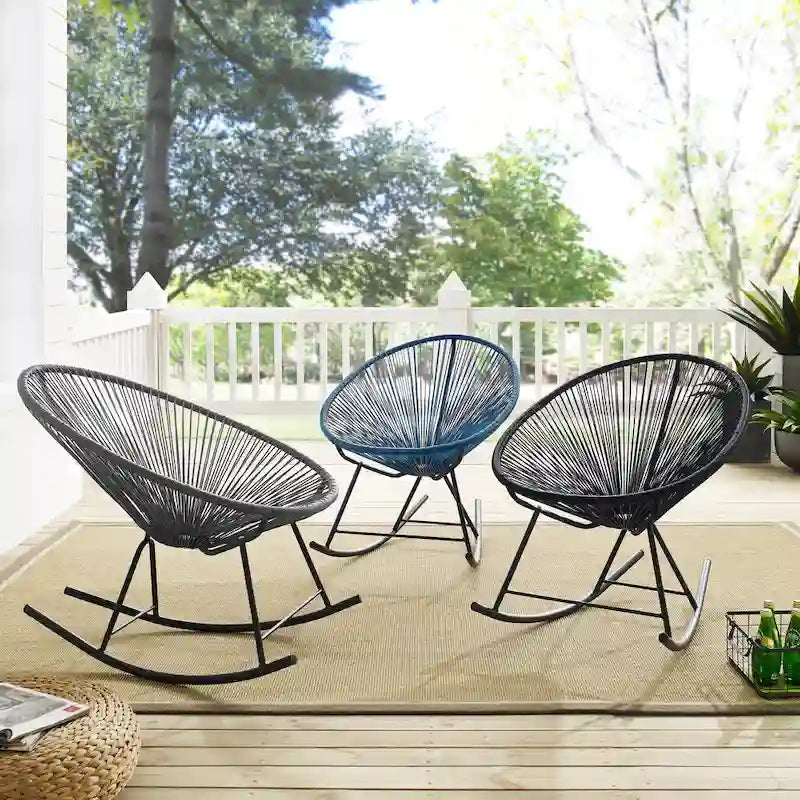 Corvus Sarcelles Modern Wicker Patio Rocking Bistro Chairs (Set of 2)