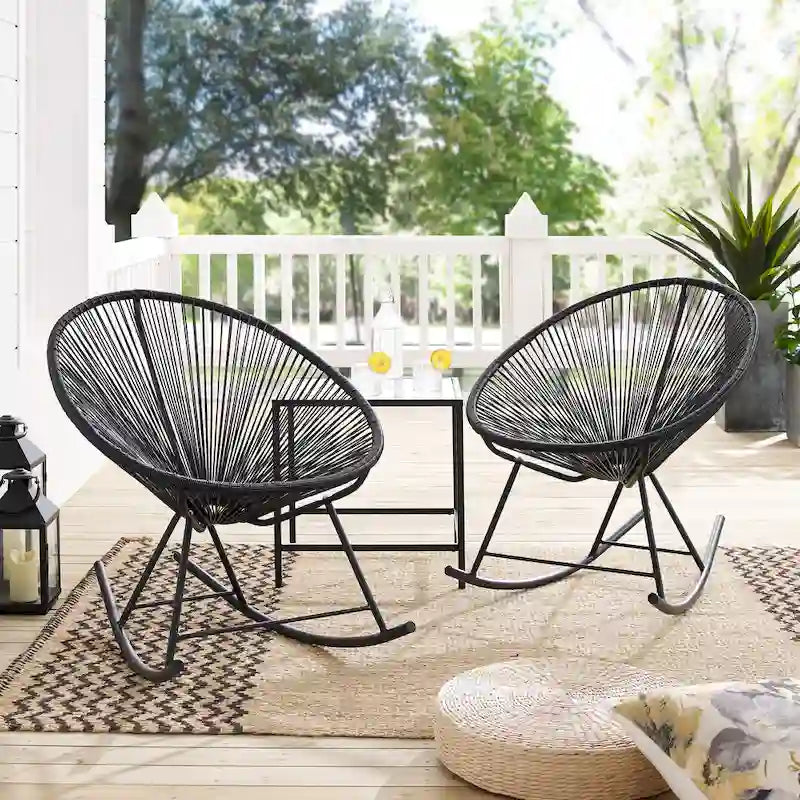 Chaises de bistrot à bascule d'extérieur modernes en osier Corvus Sarcelles (lot de 2)