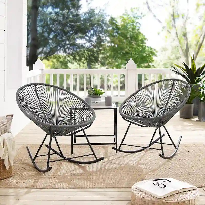 Chaises de bistrot à bascule d'extérieur modernes en osier Corvus Sarcelles (lot de 2)