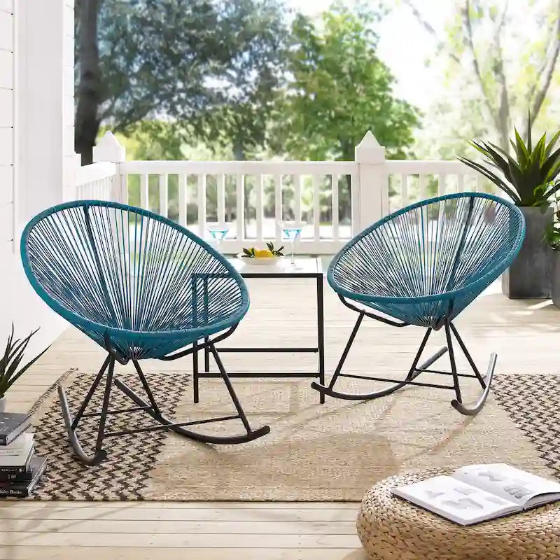 Chaises de bistrot à bascule d'extérieur modernes en osier Corvus Sarcelles (lot de 2)