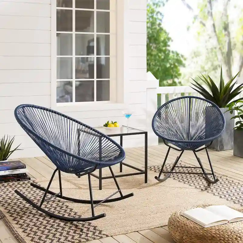 Chaises de bistrot à bascule d'extérieur modernes en osier Corvus Sarcelles (lot de 2)