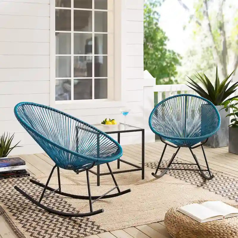 Chaises de bistrot à bascule d'extérieur modernes en osier Corvus Sarcelles (lot de 2)