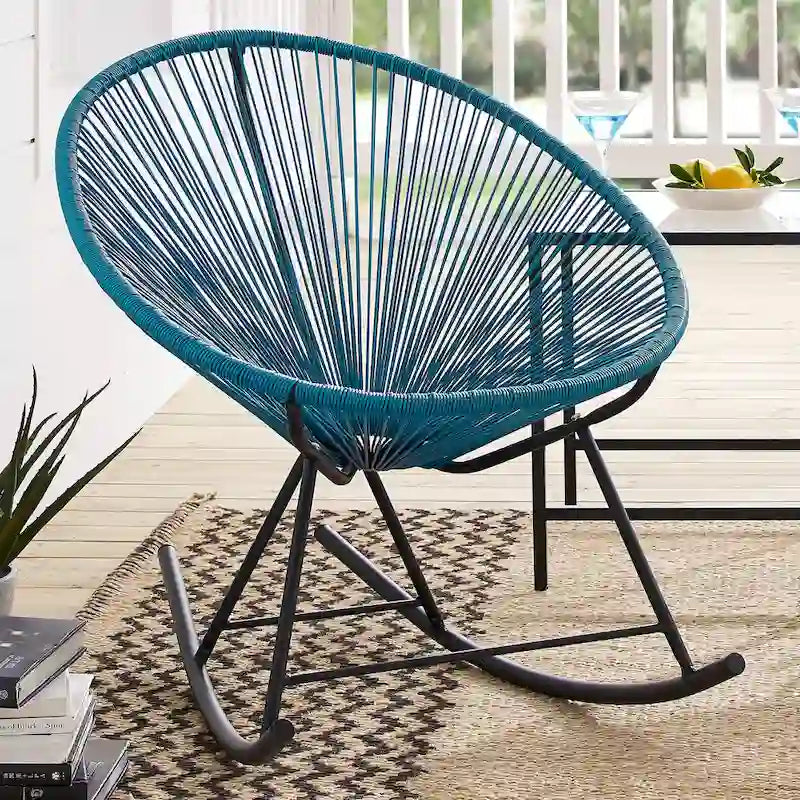 Chaises de bistrot à bascule d'extérieur modernes en osier Corvus Sarcelles (lot de 2)