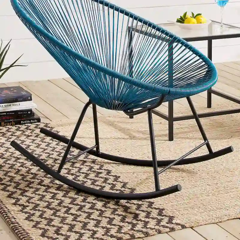 Chaises de bistrot à bascule d'extérieur modernes en osier Corvus Sarcelles (lot de 2)