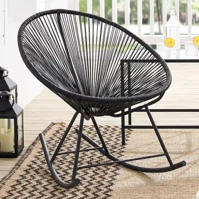 Chaises de bistrot à bascule d'extérieur modernes en osier Corvus Sarcelles (lot de 2)