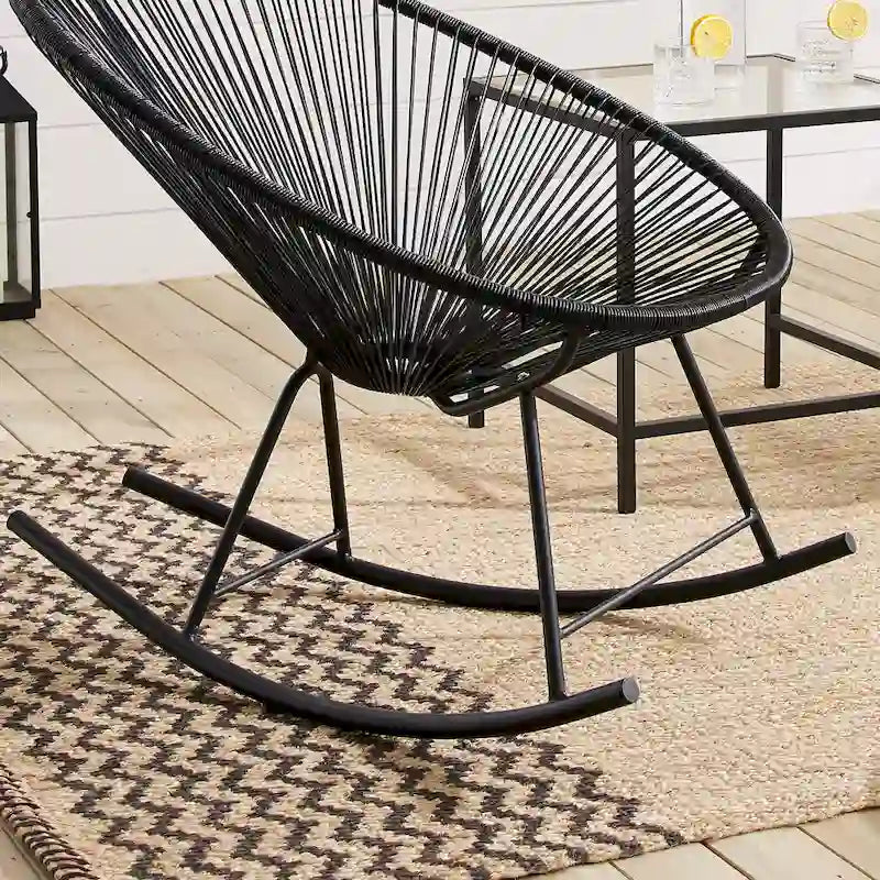Chaises de bistrot à bascule d'extérieur modernes en osier Corvus Sarcelles (lot de 2)