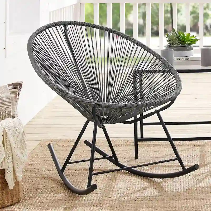 Chaises de bistrot à bascule d'extérieur modernes en osier Corvus Sarcelles (lot de 2)