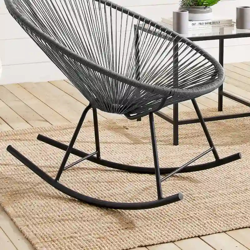 Chaises de bistrot à bascule d'extérieur modernes en osier Corvus Sarcelles (lot de 2)