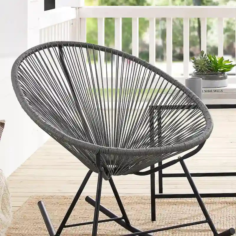 Chaises de bistrot à bascule d'extérieur modernes en osier Corvus Sarcelles (lot de 2)