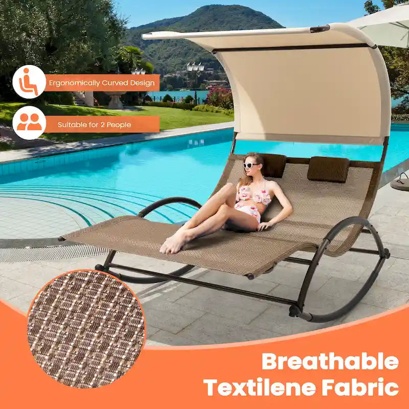 Pellebant Chaise Longue Double Extérieure Balancelle Hamac avec Auvent - N/A