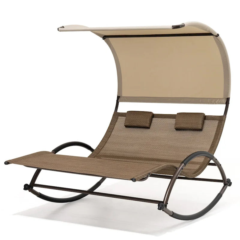Pellebant Chaise Longue Double Extérieure Balancelle Hamac avec Auvent - N/A