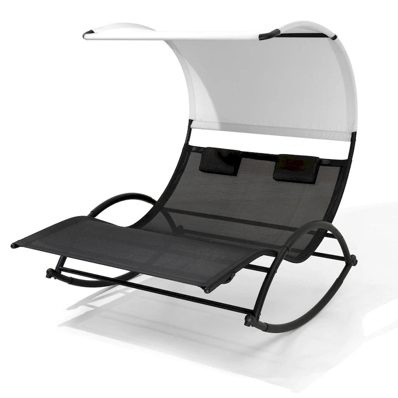 Pellebant Chaise Longue Double Extérieure Balancelle Hamac avec Auvent - N/A