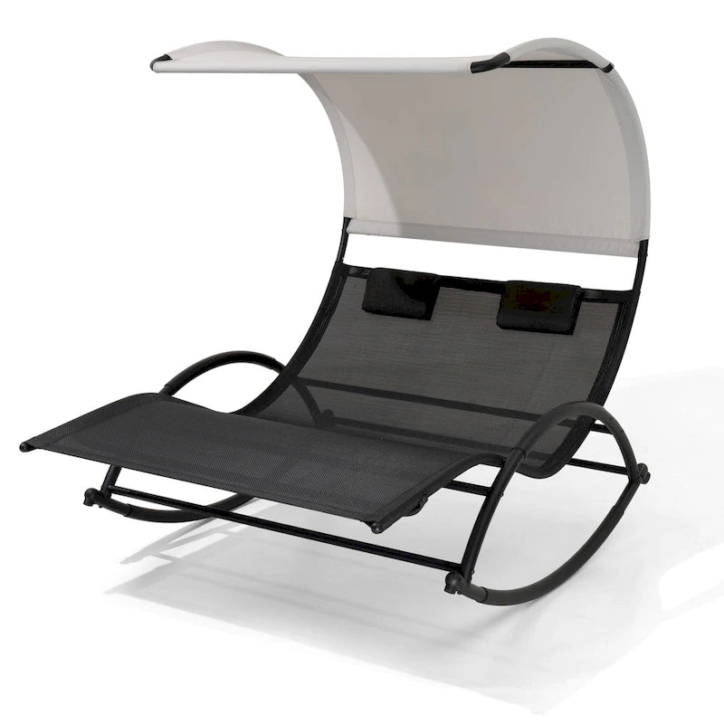 Pellebant Chaise Longue Double Extérieure Balancelle Hamac avec Auvent - N/A