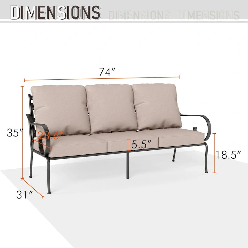 MAISONARTS Salon de jardin 4/6 pièces avec table brasero à gaz de 45 pouces
