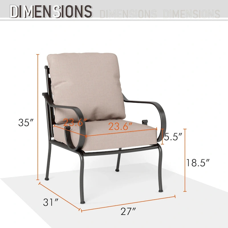 MAISONARTS Salon de jardin 4/6 pièces avec table brasero à gaz de 45 pouces