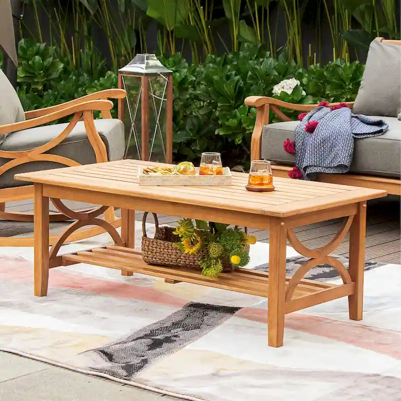 Table basse de patio d'extérieur en teck Lowell de Cambridge Casual
