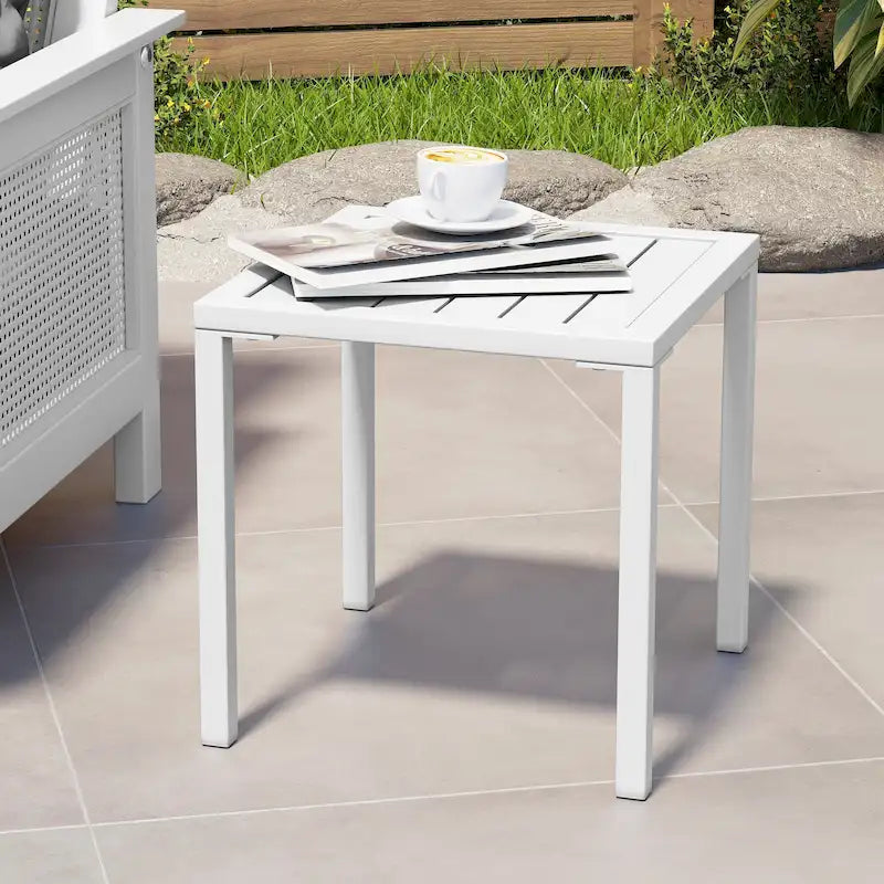Table d'appoint d'extérieur en aluminium carrée pour patio - 39,9 L x 39,9 l x 40,4 H
