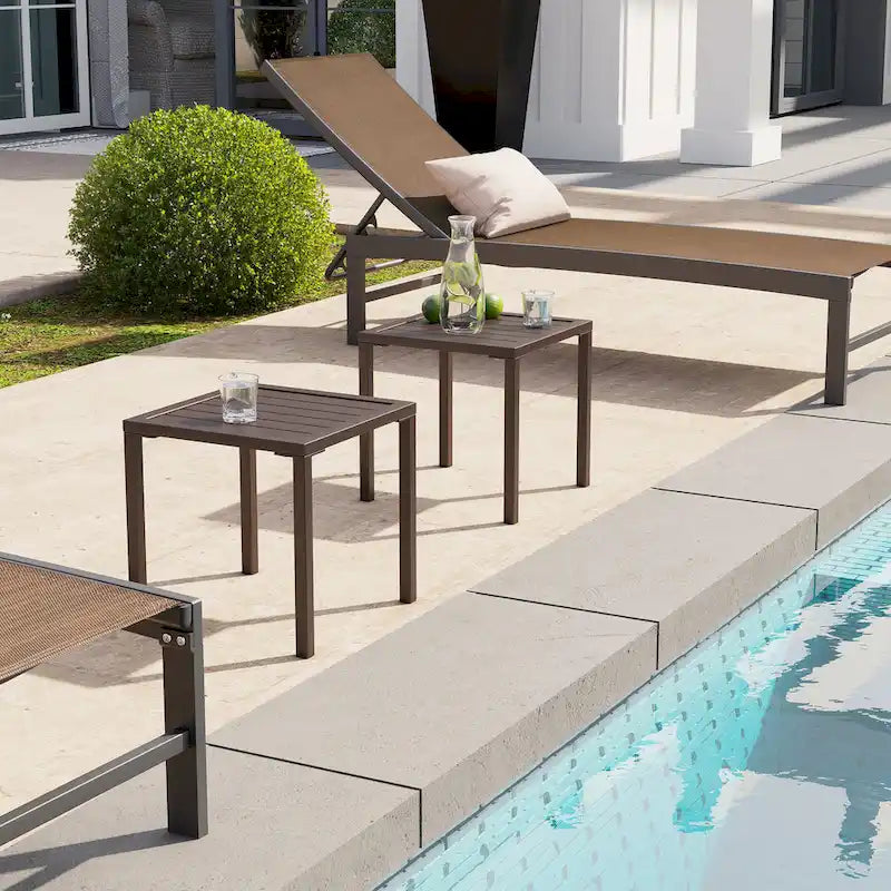 Table d'appoint d'extérieur en aluminium carrée pour patio - 39,9 L x 39,9 l x 40,4 H