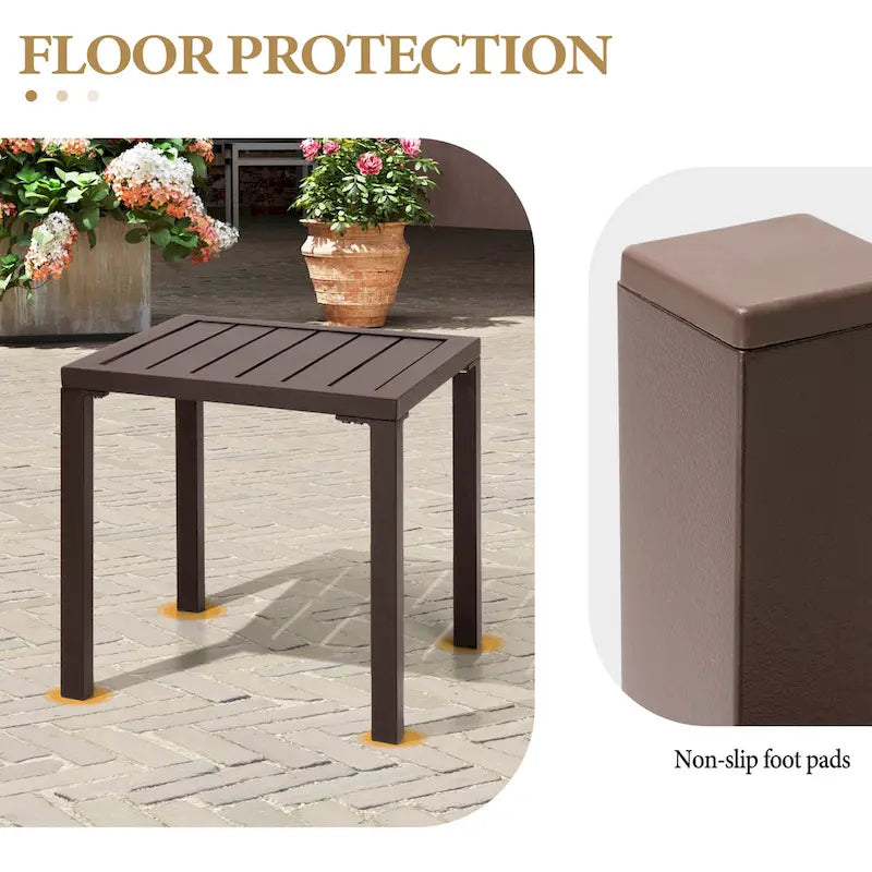 Table d'appoint d'extérieur en aluminium carrée pour patio - 39,9 L x 39,9 l x 40,4 H