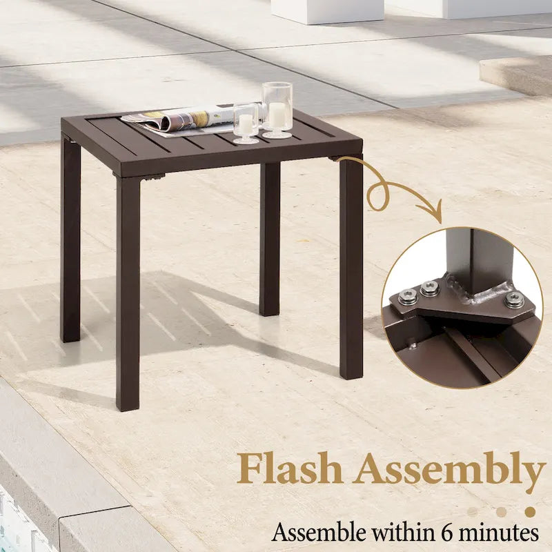 Table d'appoint d'extérieur en aluminium carrée pour patio - 39,9 L x 39,9 l x 40,4 H