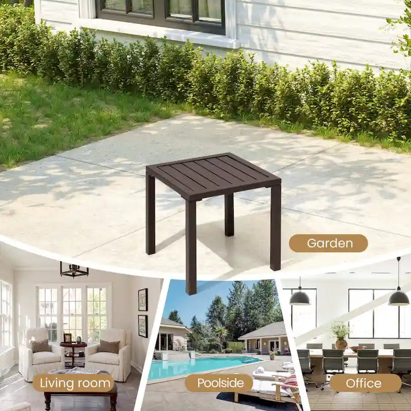 Table d'appoint d'extérieur en aluminium carrée pour patio - 39,9 L x 39,9 l x 40,4 H