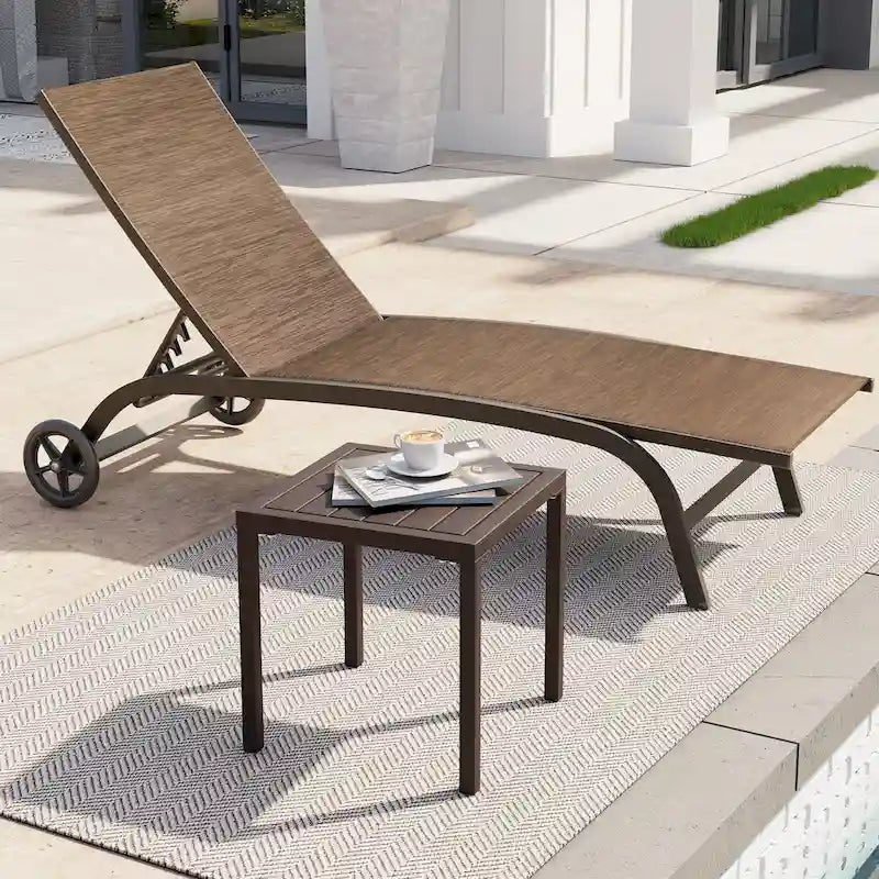 Table d'appoint d'extérieur en aluminium carrée pour patio - 39,9 L x 39,9 l x 40,4 H