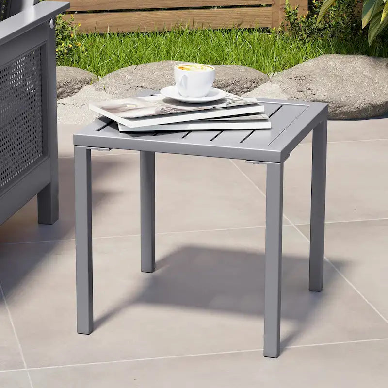 Table d'appoint d'extérieur en aluminium carrée pour patio - 39,9 L x 39,9 l x 40,4 H