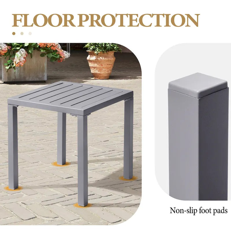 Table d'appoint d'extérieur en aluminium carrée pour patio - 39,9 L x 39,9 l x 40,4 H