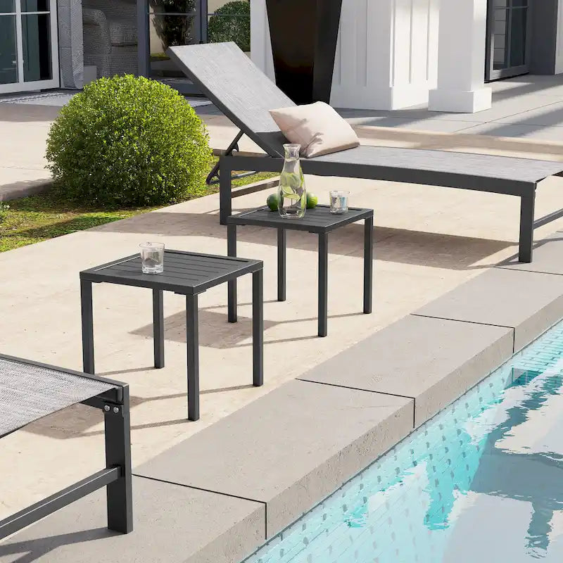 Table d'appoint d'extérieur en aluminium carrée pour patio - 39,9 L x 39,9 l x 40,4 H