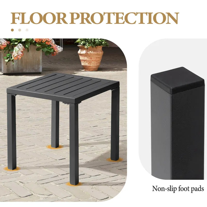 Table d'appoint d'extérieur en aluminium carrée pour patio - 39,9 L x 39,9 l x 40,4 H