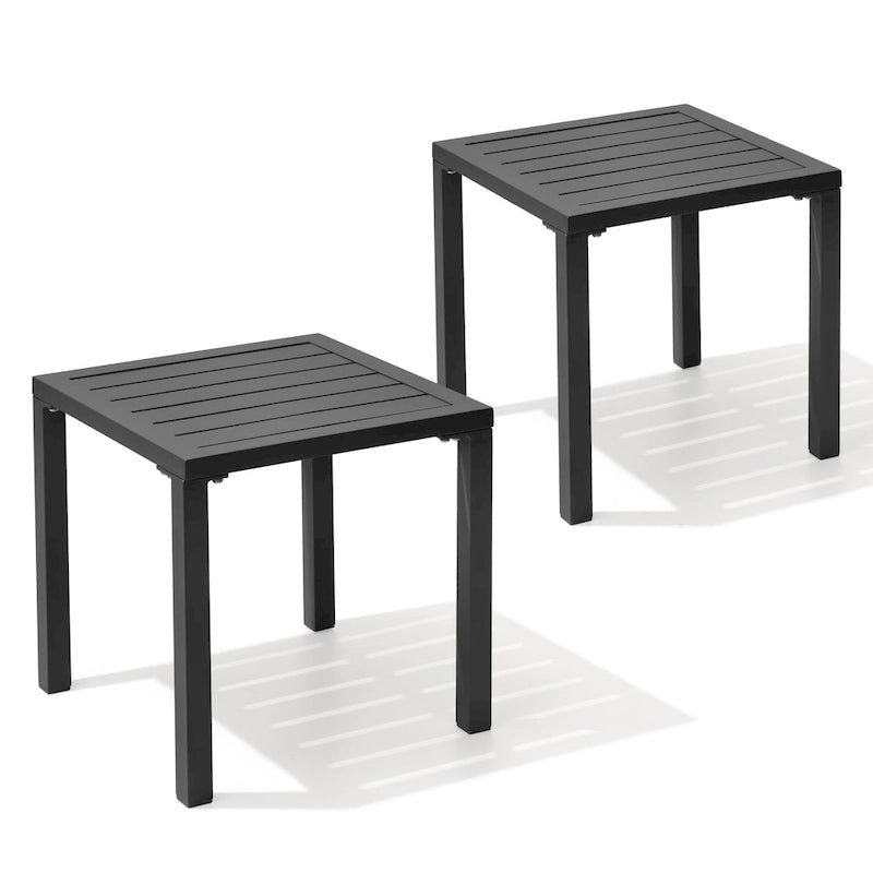Table d'appoint d'extérieur en aluminium carrée pour patio - 39,9 L x 39,9 l x 40,4 H
